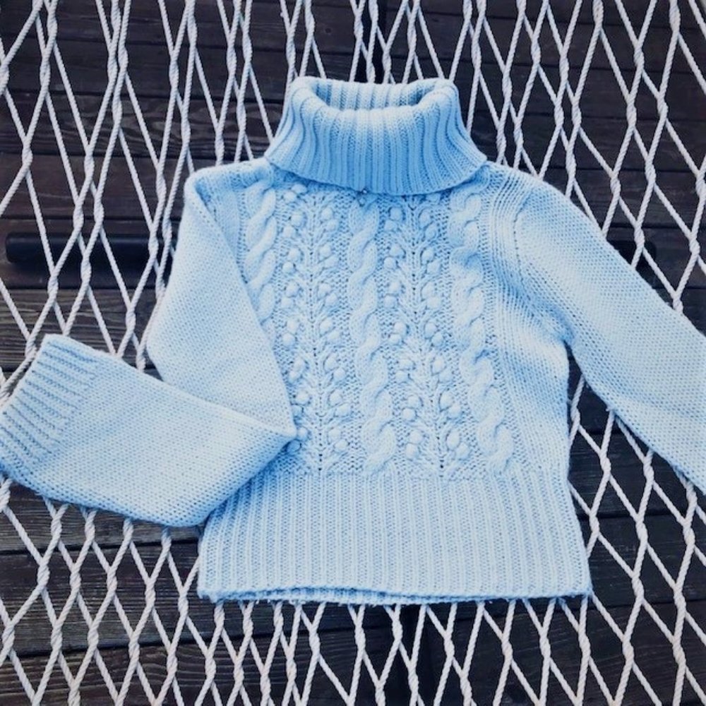Wool Turtleneck Sweater in Blue
